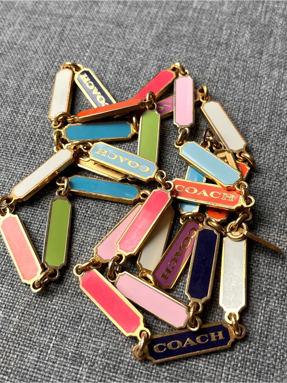 Coach Colorblock Enamel Link Necklace with Multicolor and Logo Links - Picture 2 of 10